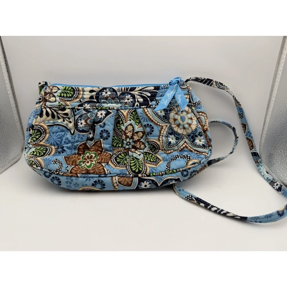Vera Bradley Blue Green Brown White Paisley Quilted Crossbody